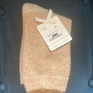 Lemon Tan Knit Socks